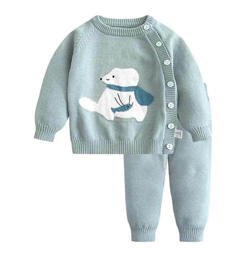 Conjuntos de ropa para bebé niño o niña Primavera Otoño Ropa de nacido sólido Tops de manga larga + Pantalones Trajes Pijamas casuales 210429