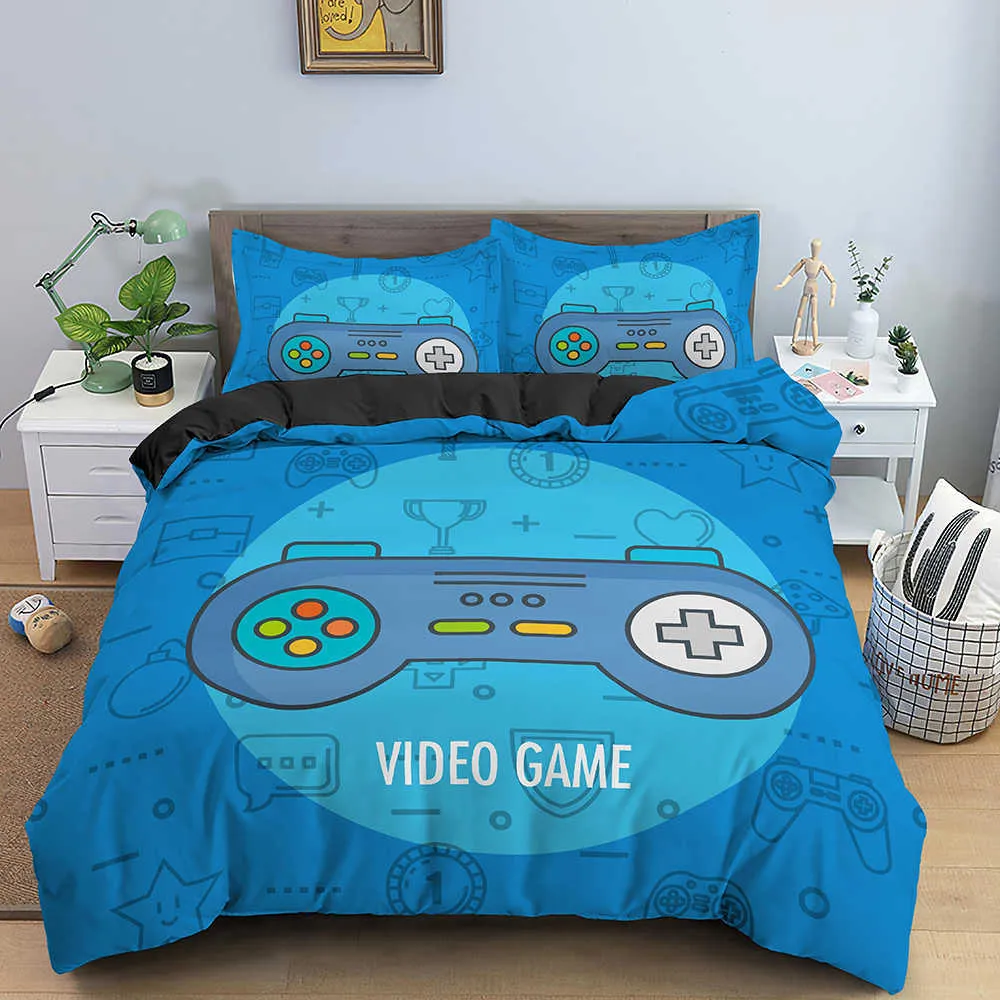 Gençler Video Oyunları Yorgan Nevresim Set King Size Gamepad Denetleyici Yatak Çocuklar için Erkek Kız Gençlik Oyunu 210615