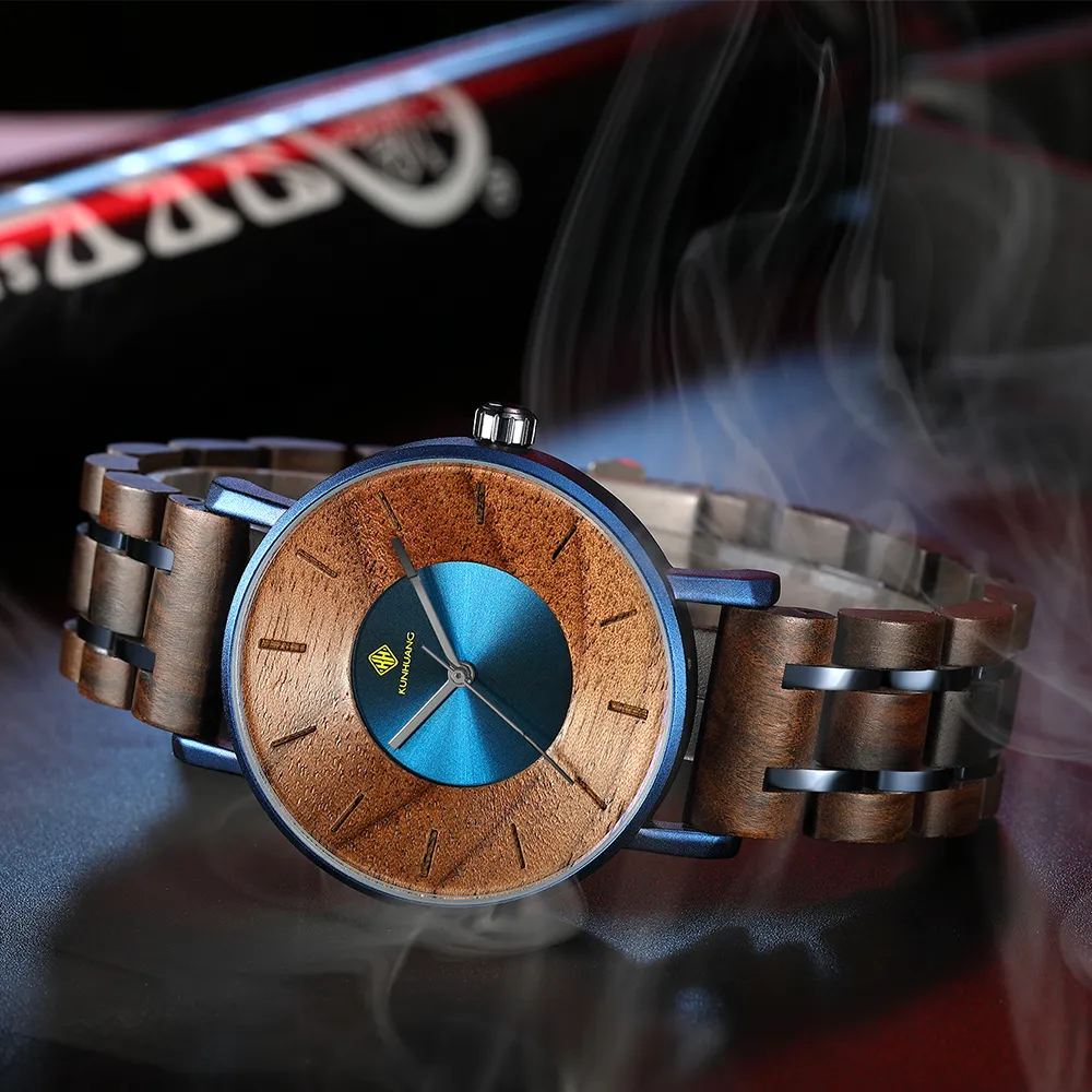 Nouveau alliage bois montres hommes mode personnalité mouvement japonais étanche montres à quartz montres relogio masculino239A