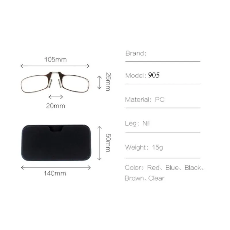 Sonnenbrille tragbare Papier -Lesebrille kompakte Nasenbrillen Brieftasche Telefon SOS Clip Recription265s