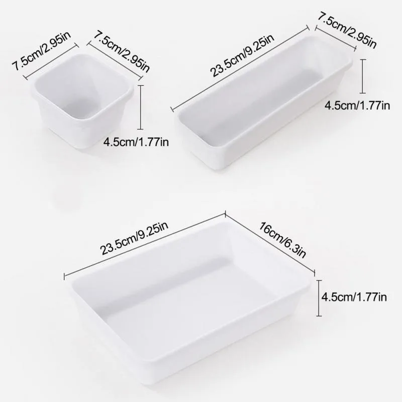 8 teile/satz Home Schublade Organizer Box Lagerung Tabletts Box Büro Lagerung Küche Badezimmer Schrank Schmuck Make-Up Schreibtisch Organisation 210331