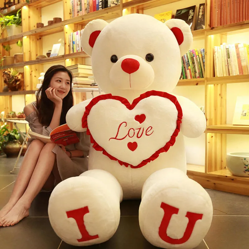 80/100Cm Plush Toy Creative Teddy Bear Giant Stuffed Animals Valentine Day Gift for Kids Pillow Grilfriend Girl Wife 220217