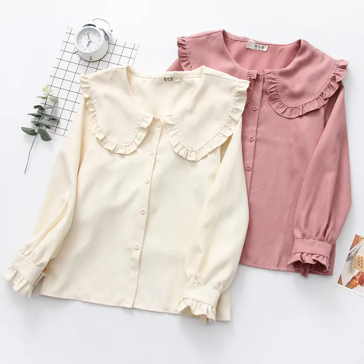 HSA Spring Vintage Cotton Shirt Female Oversize Womens Long Sleeve Girls Blouse Fall Plus Size Women Blouses White Femme Bl 210417