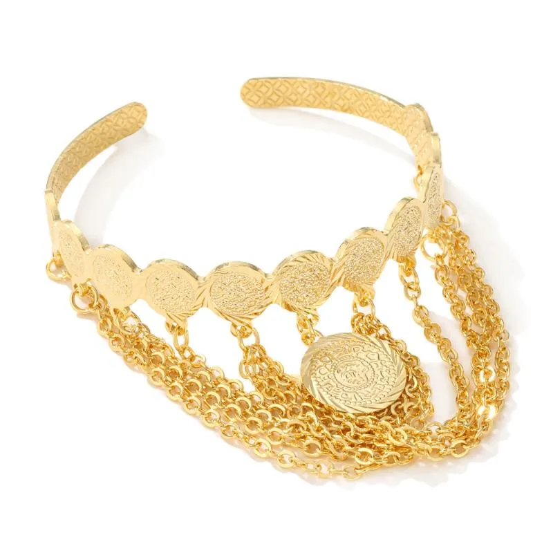 Bracciale Dubai Nappe in oro Braccialetti donna Arabo Trendy Moneta Gioielli da sposa Taglia Bracciale Cooper199O