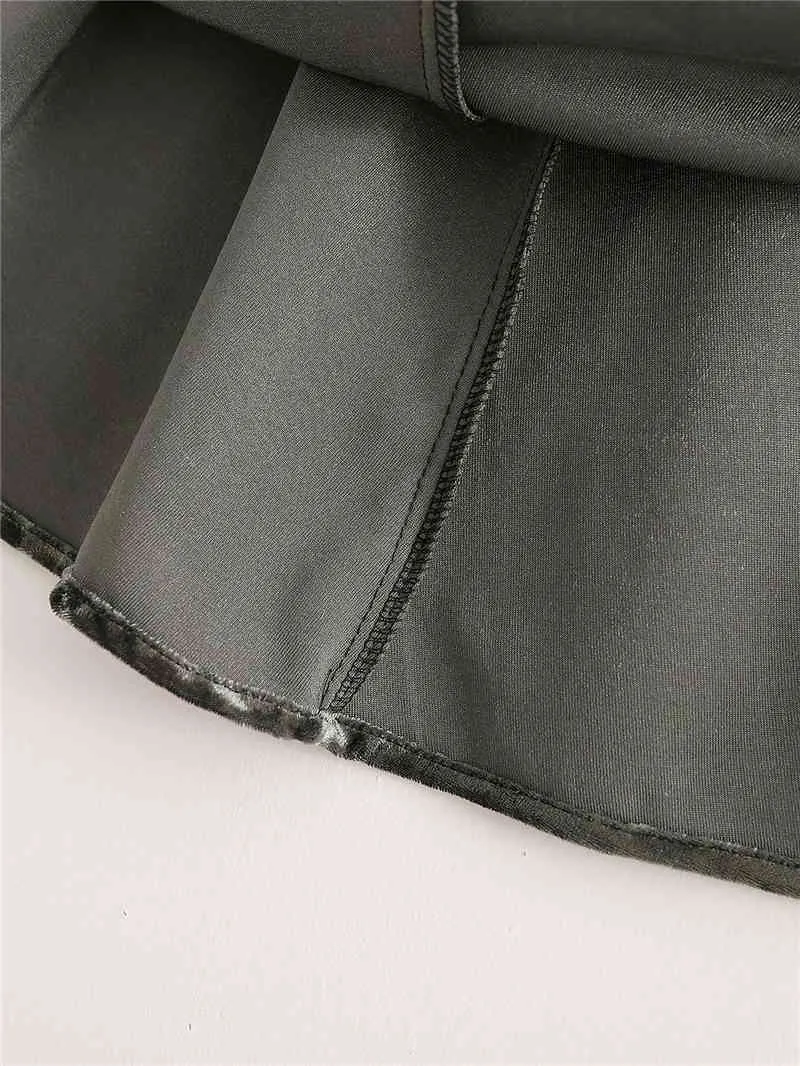 Elegante Frauen Samt A-Linie Röcke Mode Damen Zipper Hohe Taille Streetwear Weibliche Chic Solid Black Kleidung 210427