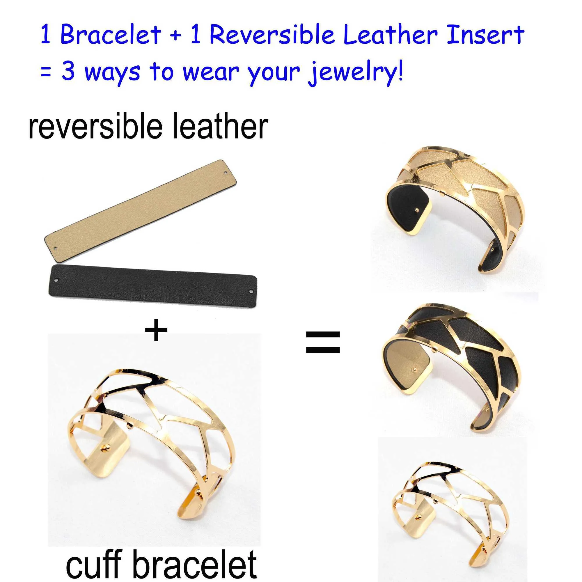 25mm Braid Cuff Braceelet KC Gold Finish Reversible Leather Infoga Manchette Metal AJUSTABLE BIJOUX Bröllopsdel ​​för Girl Women Q0717