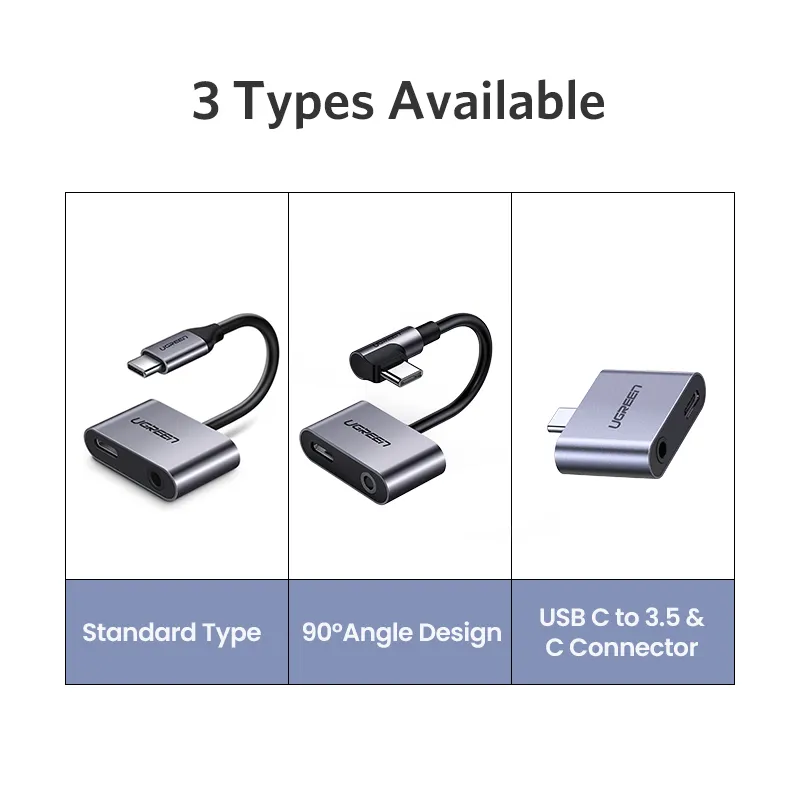 UGREEN USBC naar Jack 35 Type C Kabel Adapter USB TypeC 35mm AUX Oortelefoon Converter voor Huawei P20 Pro Xiaomi Mi 6 8 9 se Note1459838