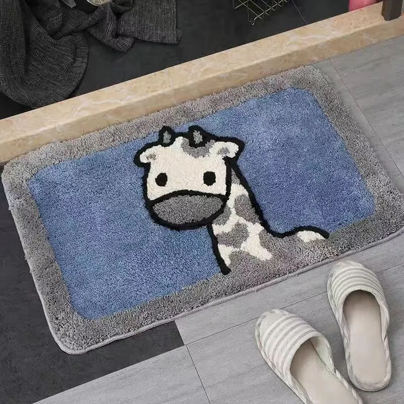 Bathroom Absorbent Carpet Anime Pure Color Door Mat Heart-shaped Rug Area Household Floor fluffy rug 220301