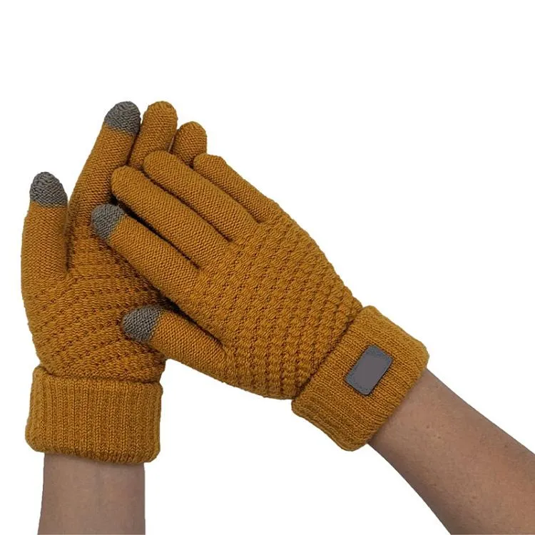 Grote kinderen gebreide handschoenen winter touchscreen handschoen winddicht breien wanten tiener outdoor rijden volledige vinger mitten