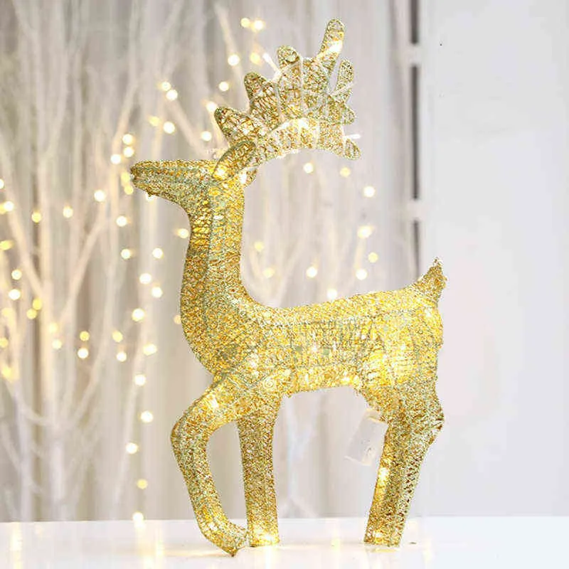 40cm Julhjort Varnament Ornament Gold Reindeer Sleigh Juldekorationer för Hem Xmas Gåvor År Party Decor Noel 211104