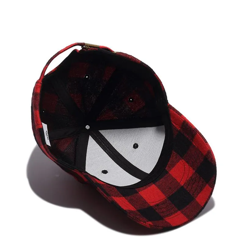 韓国スタイルの格子縞の綿野球帽のポニーテールボール帽子女性男性ピークキャップ屋外スナップバックキャップ調節可能なヒップホップバイザー帽子D9909 WJY591