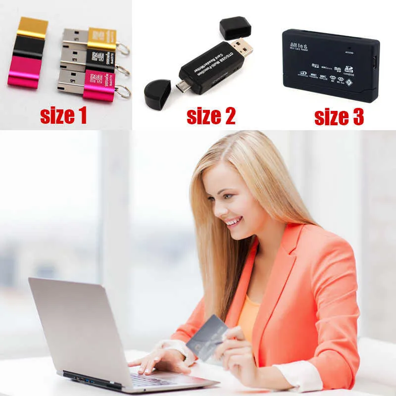 All-In-One Reader Reader USB 2.0 /Micro USB SD /TF Адаптер карты u Диск аксессуары для ноутбука Флэш-накопитель смарт-карты памяти