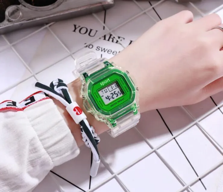 2021 Новая женщина -цифровые простые электронные унисекс -наручные часы детские квадратные часы Спортивные Студент Водонепроницаемый набор сигнал тревоги LUMINAIN