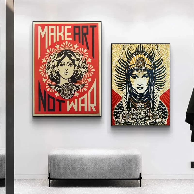 Make Art Nie Wojny Pop Art Retro Plakat Obraz olejny na płótnie Mural Mural Dekoracji salonu