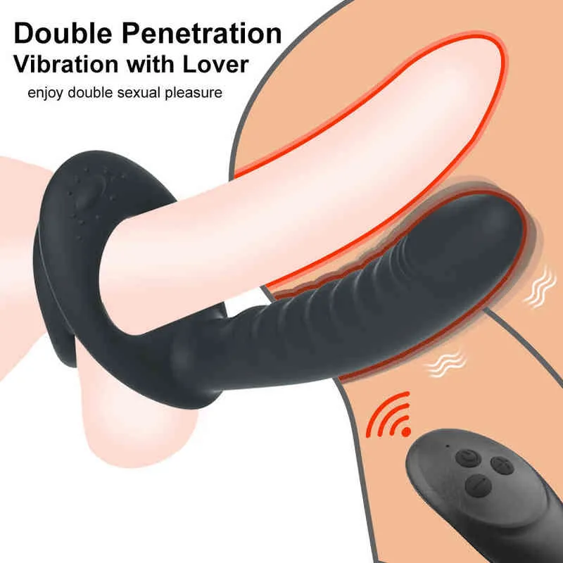 NXY Vibrators Секс 10 Частота двойного проникновения анальная пробка фаллоимитаторное вибратор для мужчин ремешок на половом положении влагалище для взрослых пары 1220