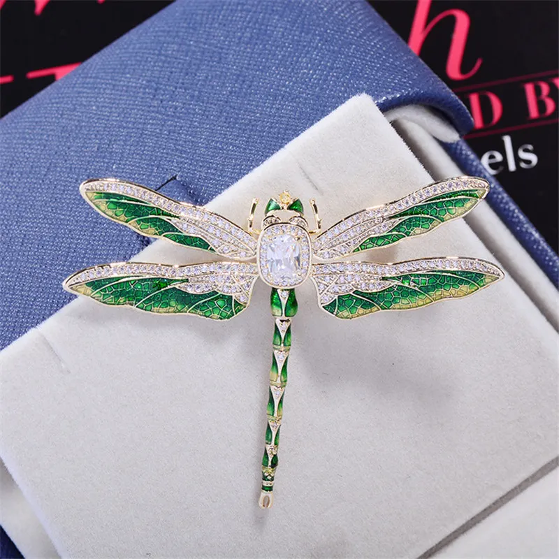 Enamel Dragonfly Брошь Ювелирные Изделия для Женщин Bridal Букет Букет Шарф Запытание Броши Pin Щебень Роскошный Корсаж Подарки на день рождения