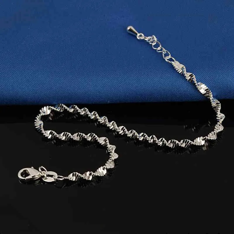 Mode Ed Weave Ketting Voor Vrouwen Enkelband 925 Sterling Zilveren Enkelbanden Armband Voor Vrouwen Voet Sieraden Enkelband Te Voet 210507244n