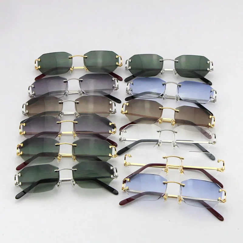 Vintage Rimless Güneş Gözlüğü Satış Piccadilly düzensiz çerçevesiz elmas kesim lens gözlükleri retro moda avangard tasarım UV400 291W