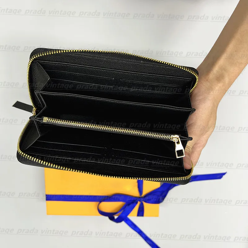 carteira de zíper único de alta qualidade A maneira mais elegante de transporte de carteiras de carteiras masculino de bolsa de couro de couro para o portador de cartões longos 324g