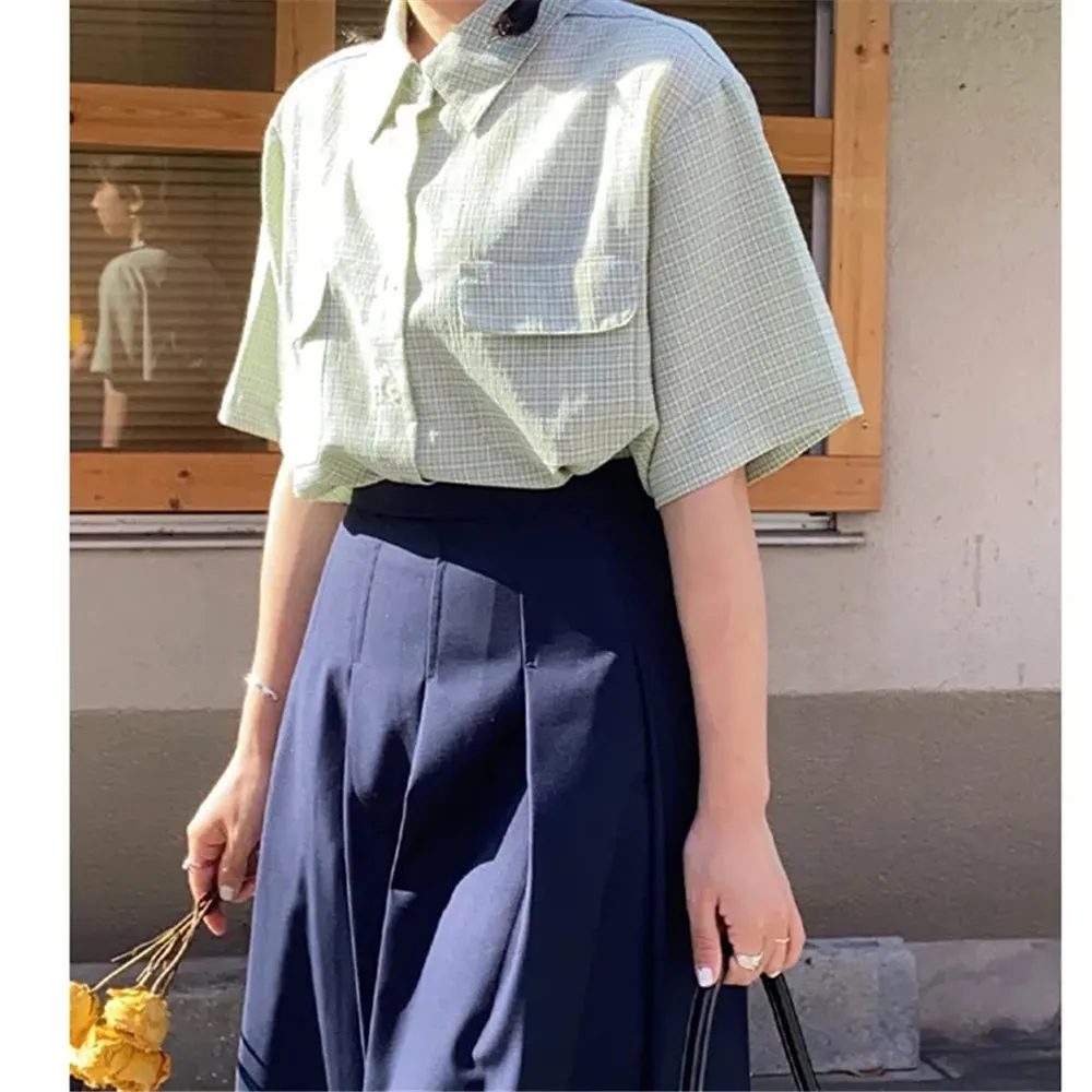 Style japonais longue jupe plissée femmes taille haute solide JK printemps été noir marine école étudiant filles Midi Saia 210421