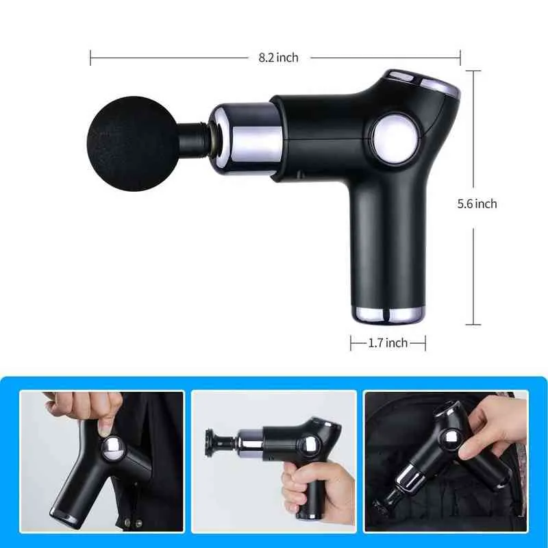 Mini Massager Fascial Pistolet Z 32 Szybkie LCD Ekran dotykowy Głębokie tkanki Perkusyjne Ból mięśniowy Sludge Ciało Masaż Relax 220208