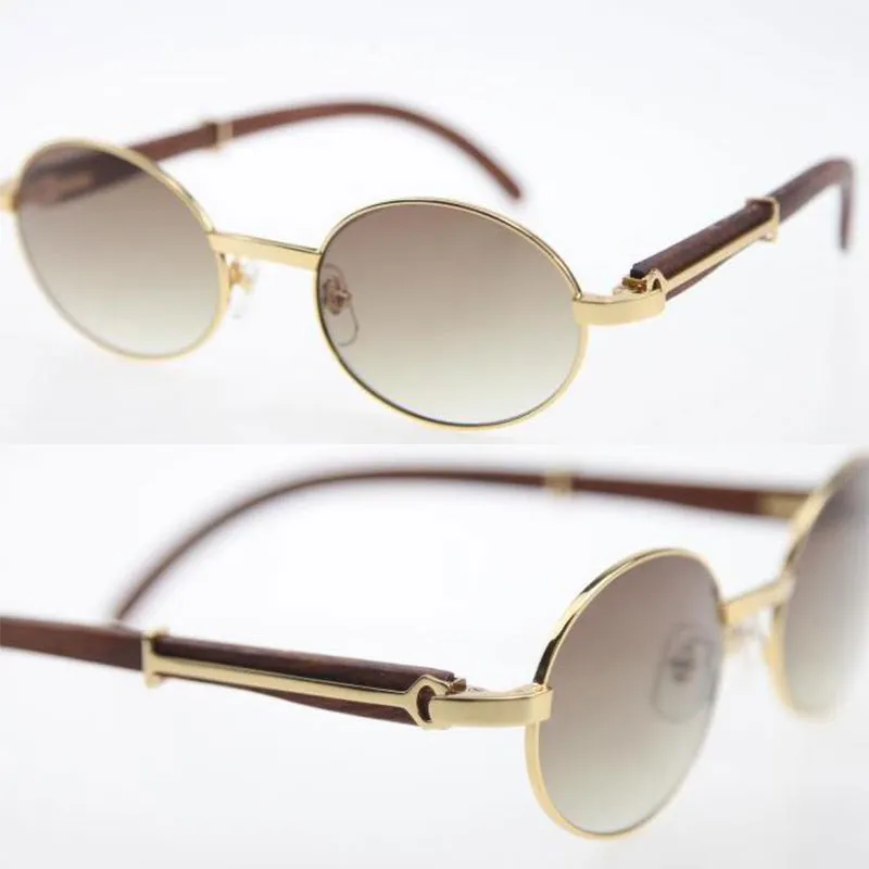 Selling Limited edition 18K Gold Wooden Oversized Round Sunglasses Decor Wood frame High Quality C Decoration UV400 Lens Sun Glass282p