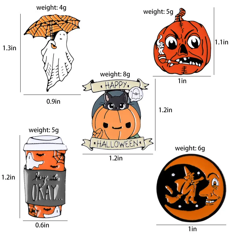 Halloween Email Pin Pumpkin Ghost Broche Trick or Treat Jewelry Soft Email Pins Cadeau voor vrienden KIDS5475354