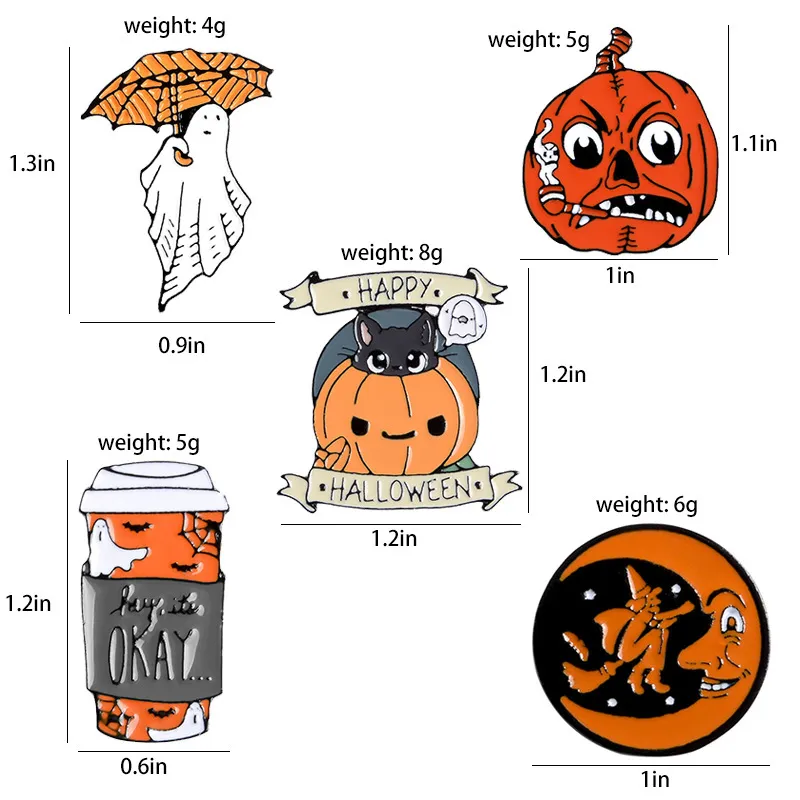 Halloween Emalj Pin Pumpkin Ghost Brosch Trick or Treat Smycken mjuka emaljstift gåva till vänner barn1628762