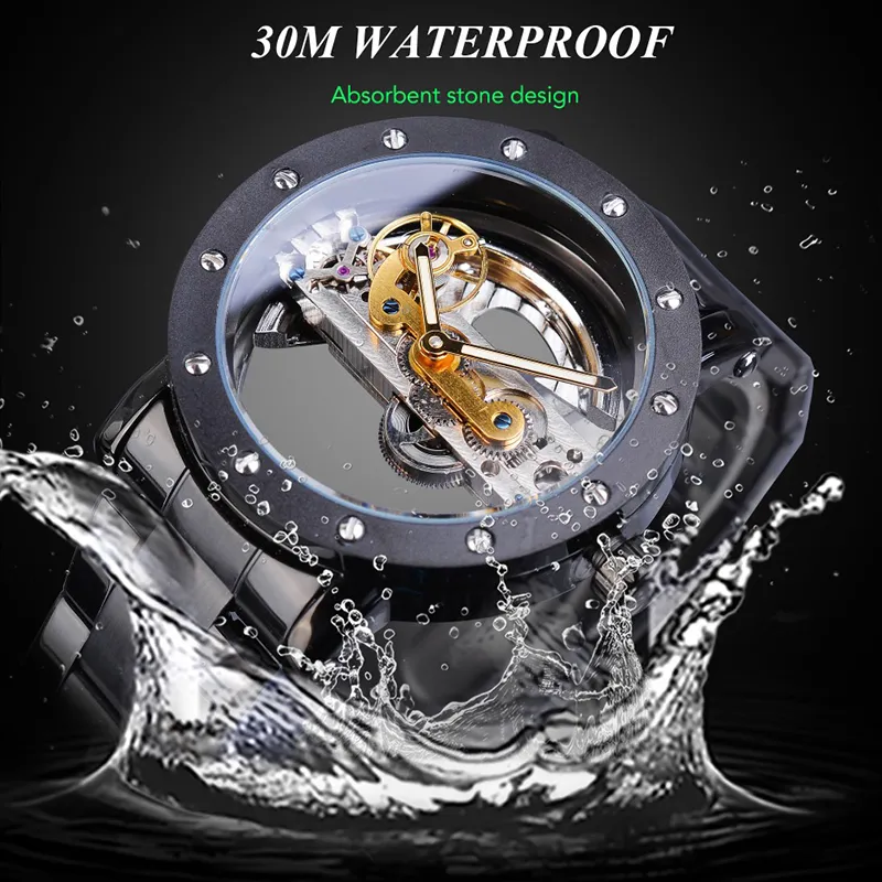 Классические часы в стиле милитари с полым циферблатом, роскошные швейцарские мужские автоматические механические часы с турбийоном, прозрачное дно, нержавеющая сталь Brands251b