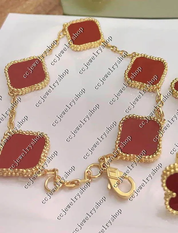 i moda classica 4 quadrifoglio braccialetti con ciondoli catena braccialetto in oro 18 carati conchiglia di agata madreperla donne ragazze Wedd216h
