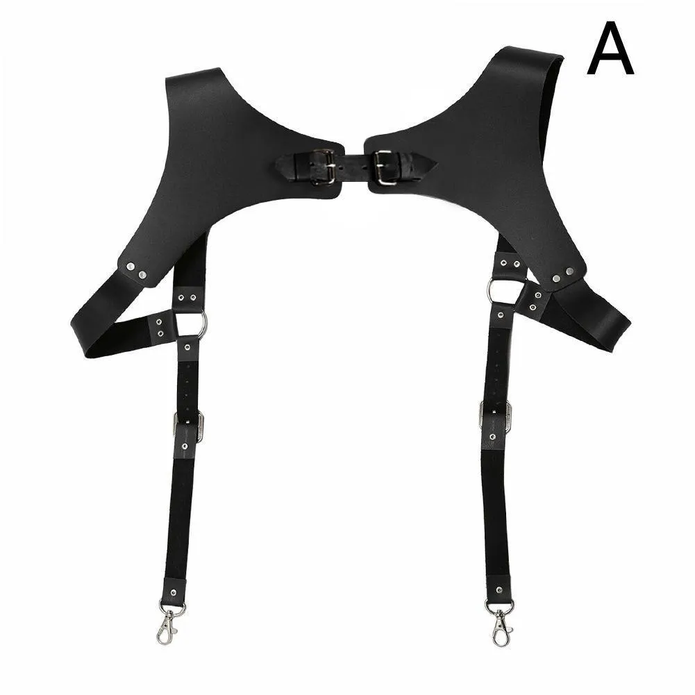 Vintage lederen Suspender mannen Middeleeuwse renaissance harnas punk borst schoudergordel riemriem Suspensorio kleding accessoires5967612