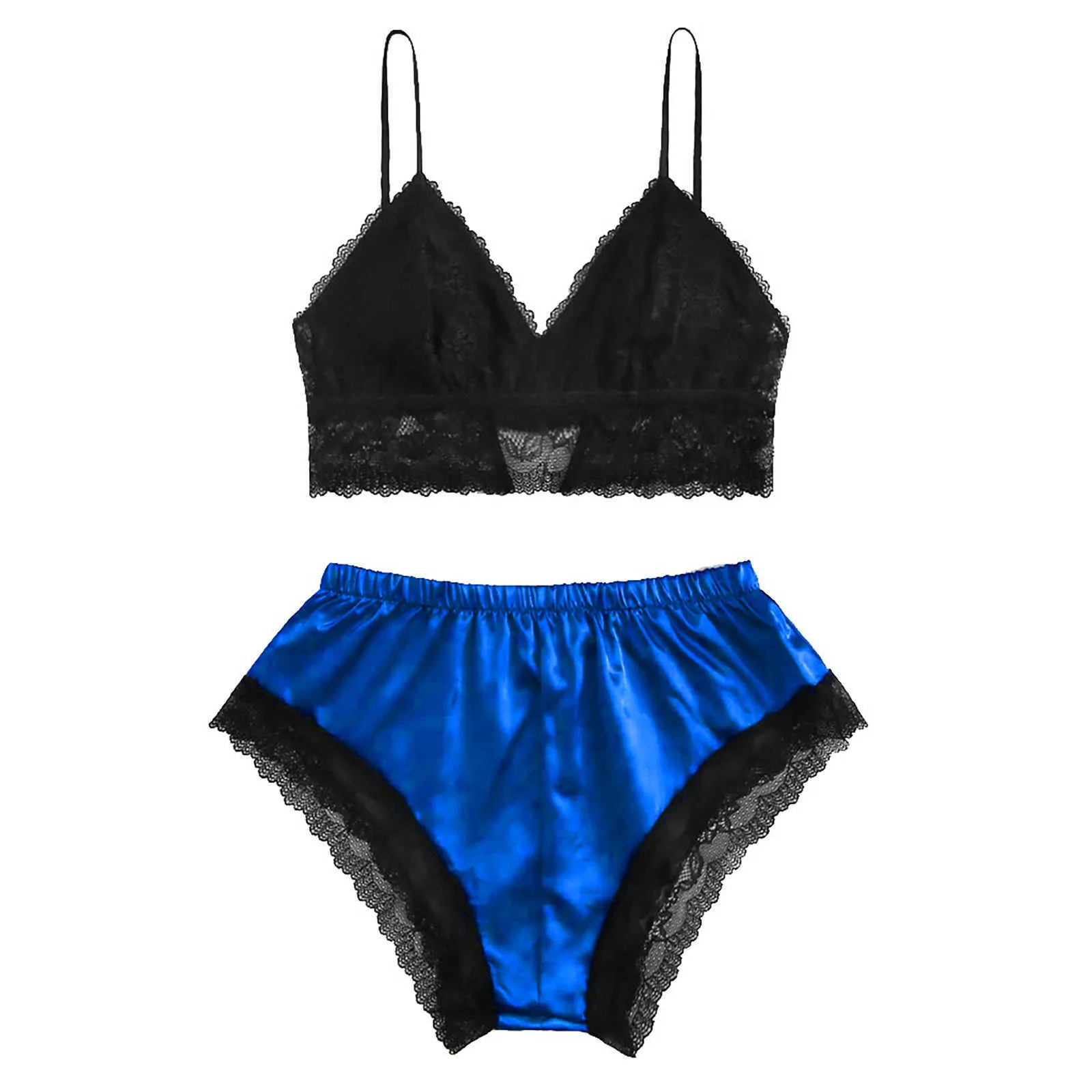 Femmes vêtements de nuit Homesuit Lingerie Satin dentelle col en v Camisole Shorts ensemble vêtements de nuit pyjamas femmes Sexy chemises de nuit Lingerie Q0706