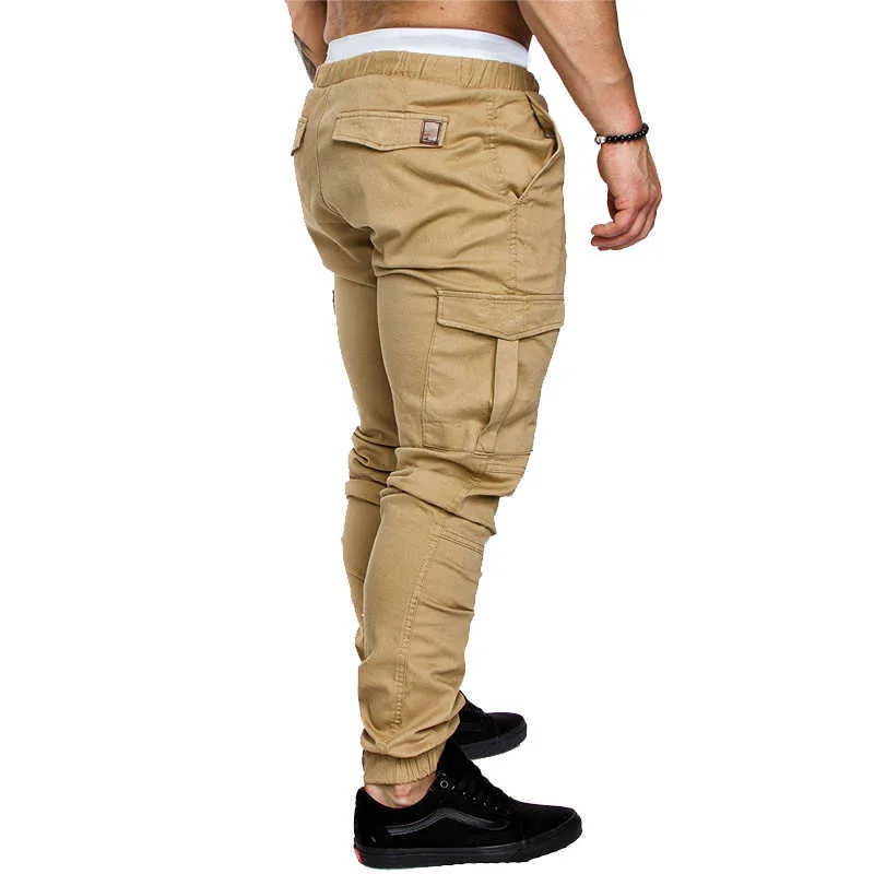 Marque Hommes Pantalons Hip Hop Harem Joggers Homme Pantalons Hommes Solide Multi-poches Pantalons De Survêtement M-4XL 210715