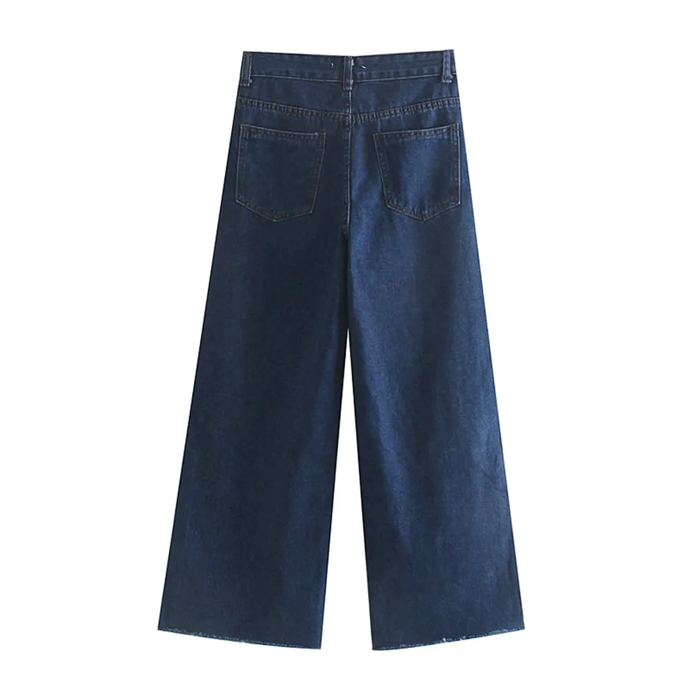 Femme jean taille haute vêtements Denim vêtements bleu marine Streetwear Vintage qualité mode Harajuku pantalon droit 210520
