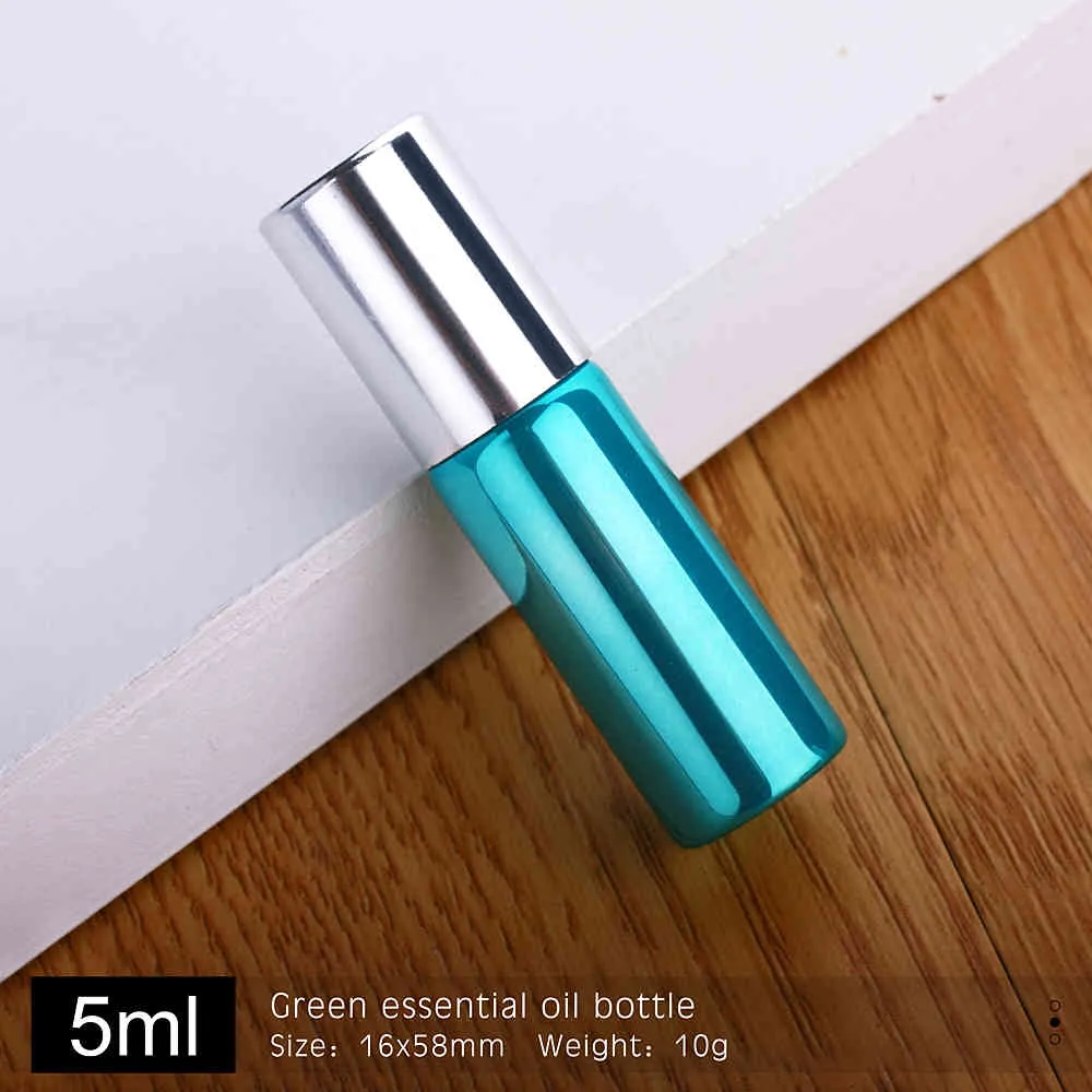 50 sztuk / partia 5ml Green UV Szkło Essential Oil Roll-On Butelki Perfumy Mini Refillable Perfumy Butelka Mała próbka