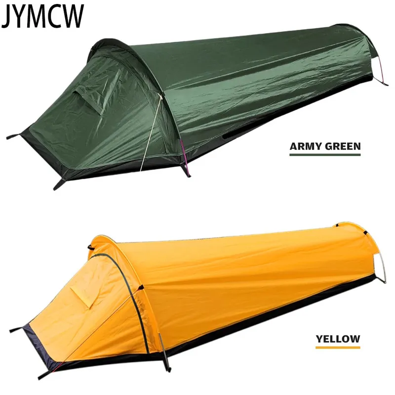 Tente de Camping ultralégère, sac à dos de voyage, tente verte armée unique, sac de couchage 100% étanche 220216