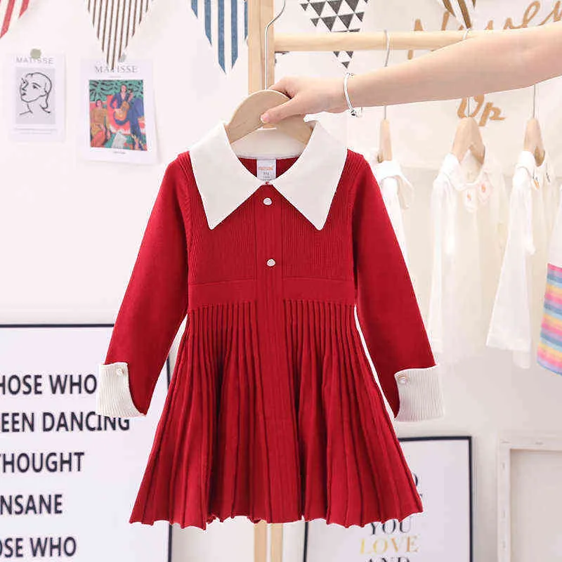 Gooporson Autumn Kids Dresses for Girls Vestidos Fashion Little Costume Warm Knit Sweater Dress Cute School Clothes 211231