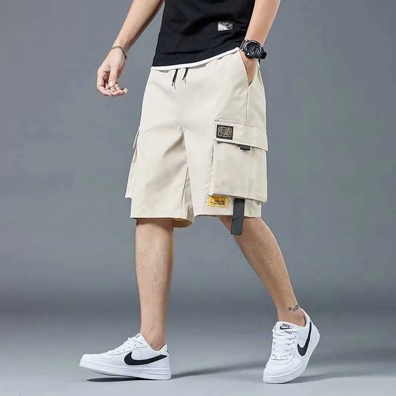 Sommer Casual Shorts Männer Taschen Schwarz Cargo Hosen für Männliche Mode Täglichen Sport Streetwear Techwear Army Beach 210716