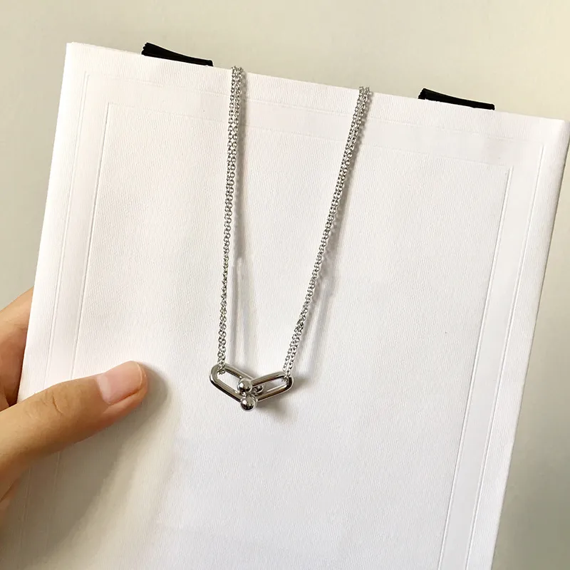 Ny design Brand Silver Gold Color Heart T Pendant Necklace Accessories Zircon Love U Type Necklace For Women Jewelry Gift238G