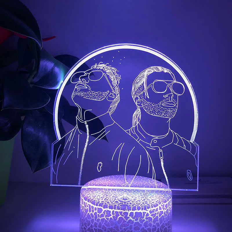 3D LED Night Light French Rap Group PNL Домашний Декор Спальня Мультфильм Таблица 16 Цвета Изменение Сенсорной Лампы Для Вентиляторов Подарки Свет H0922