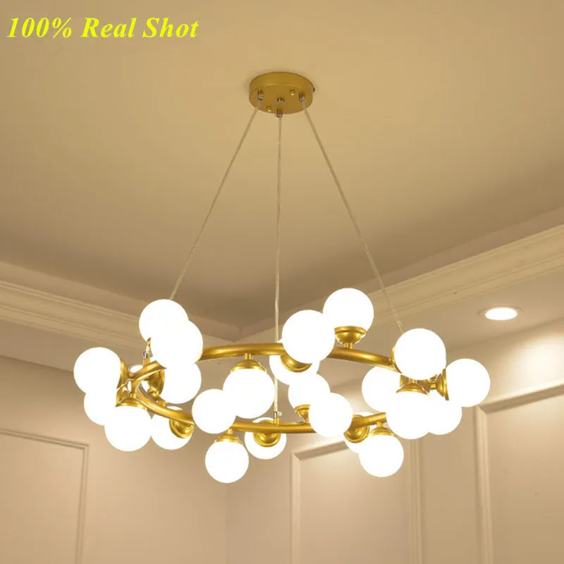 Modern Gold 25 15 45heads Magic Bean Glass G4 Pendant Lamp DNA Molecular Glass Ball Glass Pendant Light294w