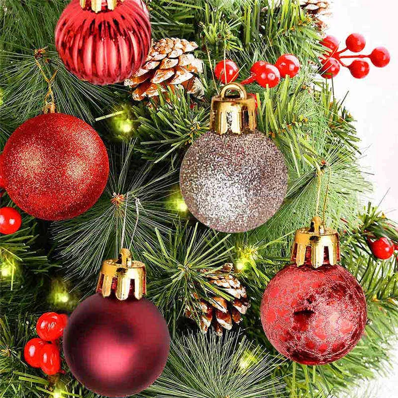Christmas Ball Gift Box Set 3cm Colorful Navidad Tree Decoration Pendant Ornament New Year 2022