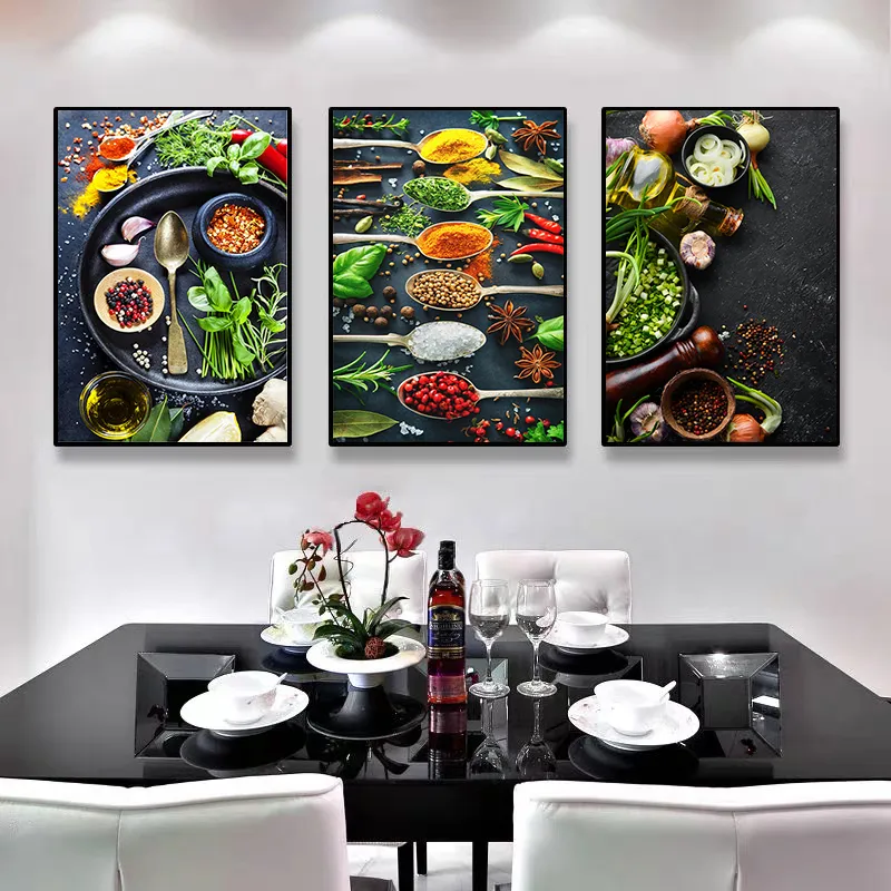 Kitchen Theme Herbs and Spices Fruit Posters and Prints Canvas Paintings Restaurant Wall Art Pictures for Living Room Home Decor C299n