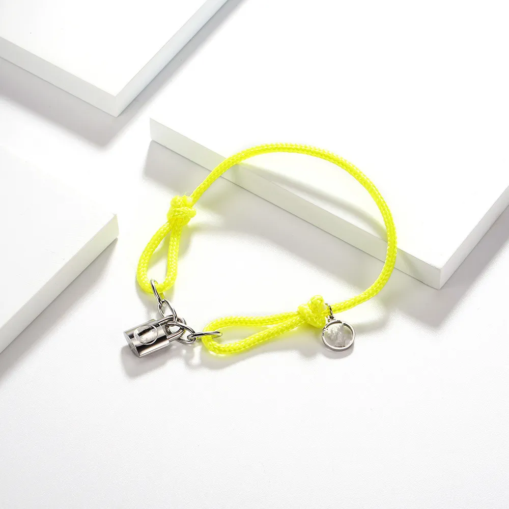 Unisex Fashion Classic Style Chain Lover Armband Lock Pendant Rostfritt stål Vit svart röd blå orange grön gul 8 färg RO309E