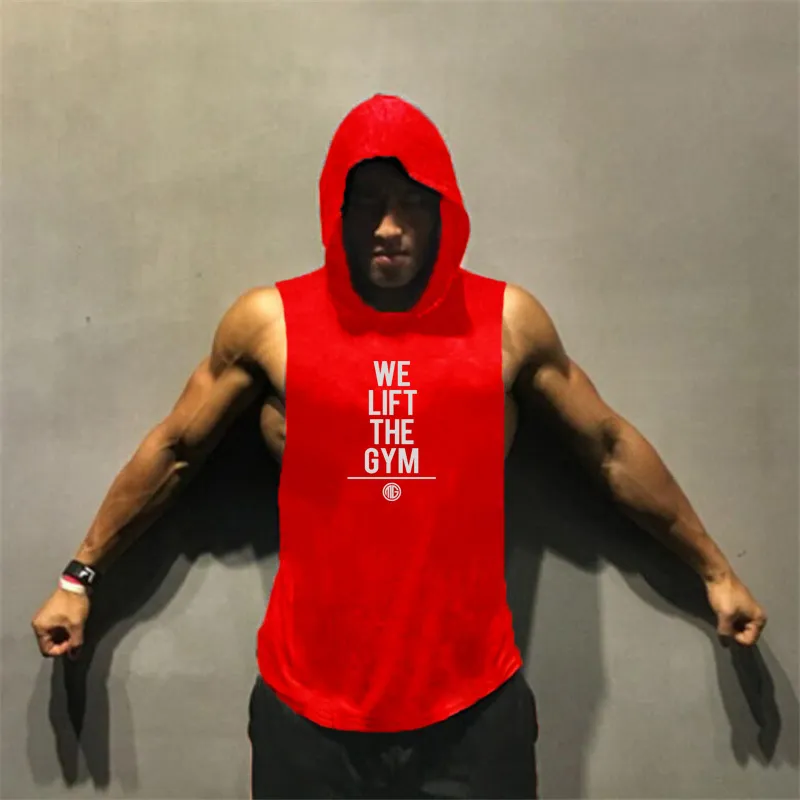 Marque Vêtements Hommes Gyms Débardeurs à capuche Chemise sans manches Sweats à capuche avec poche Bodybuilding et Fitness Stringer Vest 210421