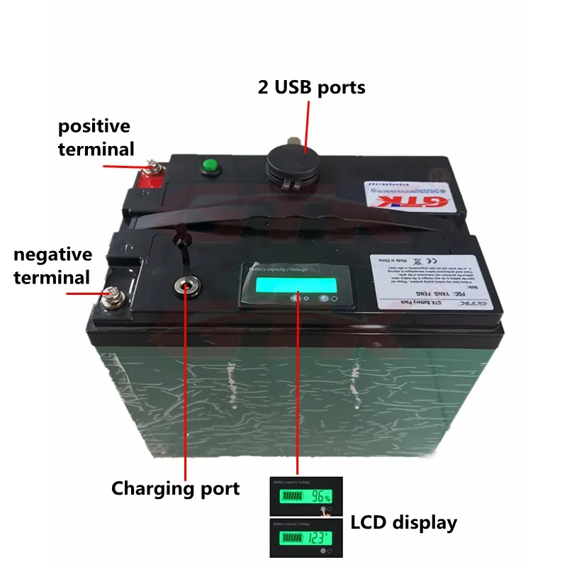 GTK 12V 100AH ​​LITIUM LI JON Batteripaket 12V med BMS för utomhus backup -strömförsörjning inverter+12.6V 10A -laddare