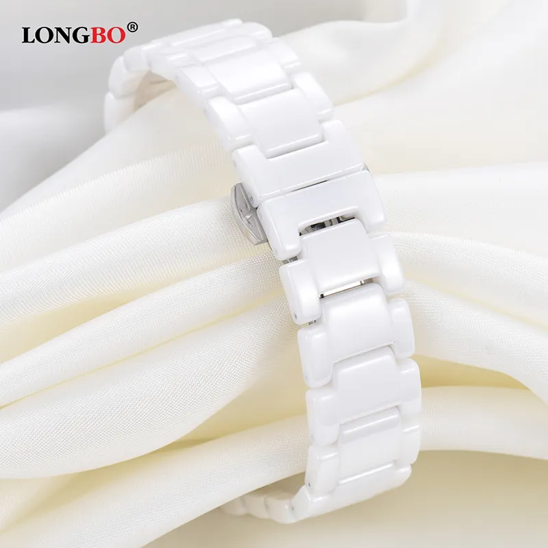 Montre de luxe pour femmes, robe de Costume, boîtier en céramique, étanche, bracelet blanc, montre-bracelet pour filles, jolie horloge 243w