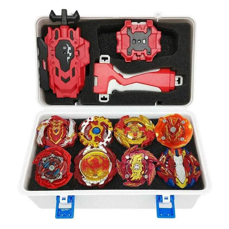 8x Burst Sparking Launcher Grip Set B-120 B-129 B-146 B-117 Spinning Top Metal Fury Gyroscope Portable Storage Box Toys