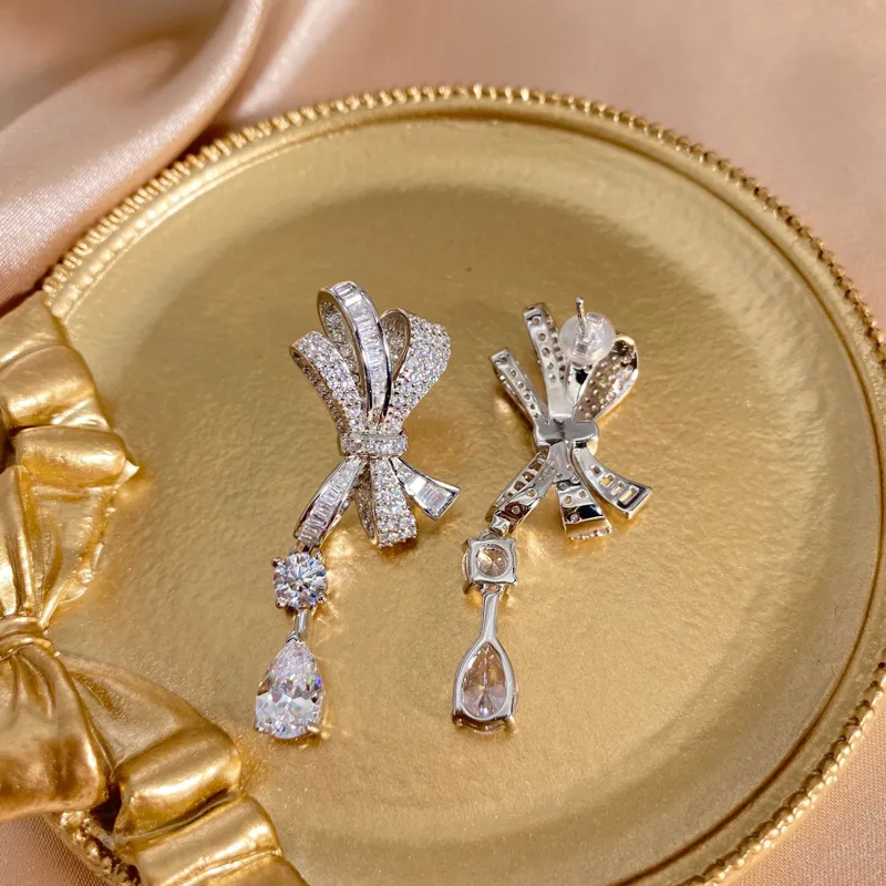 Oevas luxe 925 Sterling Sterling Argent créé Moissanite Gemstone Breadstone Drop Boucles d'oreilles Bijoux Bijoux en gros
