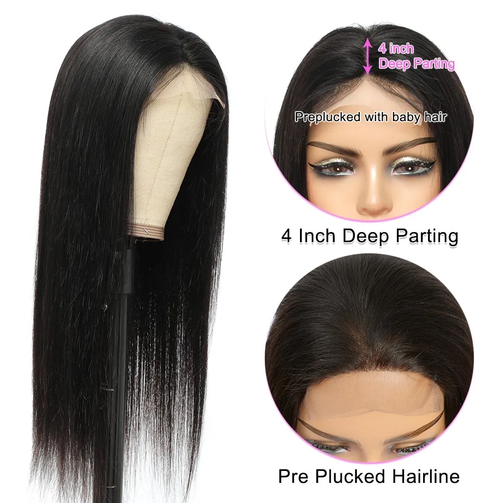 30 pouces Bone Ringue Human Hair PredRawn Clear 13x6 Lace Front Human Hair Wig 4x4 Lace Fermeure Wig for Women Remy Glue Natu3735310